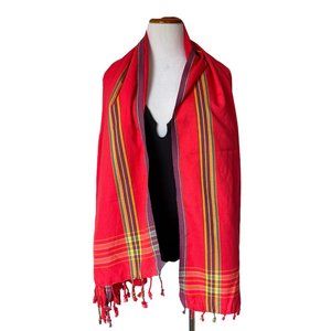 Red cotton sarong  wrap swimsuit coverup  beach